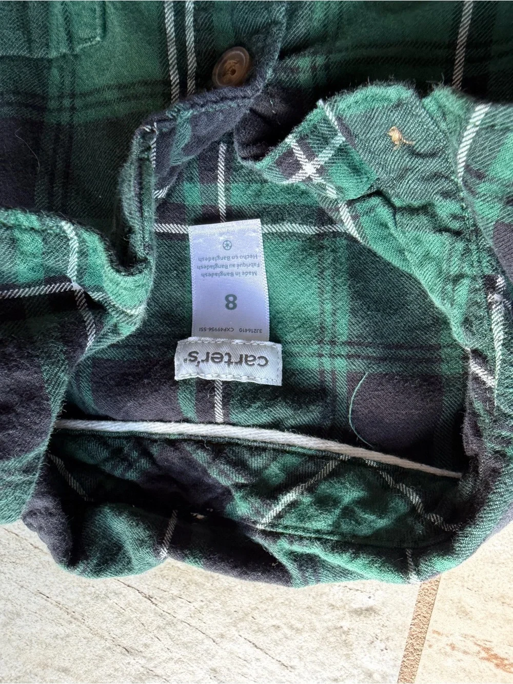 Carter's Green and Black Plaid Button-Down Shirt